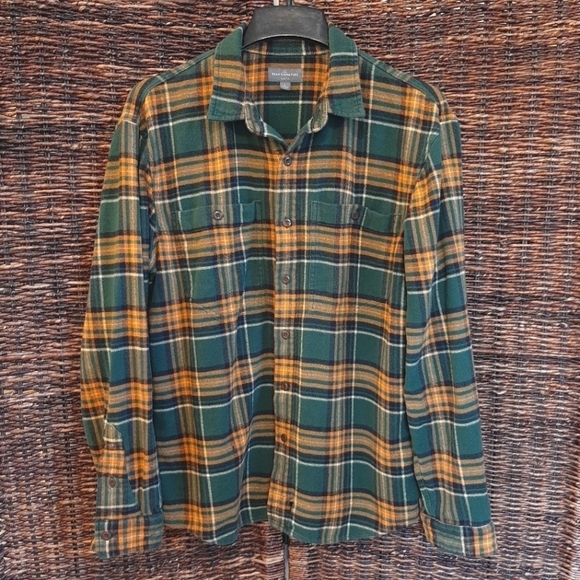 L.L. Bean Signature Slim Fit Plaid Flannel Large Green Organic Soft Gorpcore - Picture 1 of 10